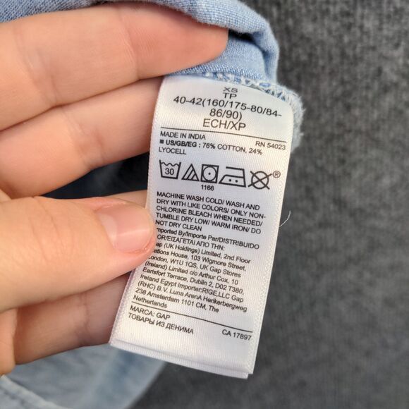 Gap Women's Button-Up Denim Shirt Dress Blue XS Short Sleeve Solid - Picture 10 of 13